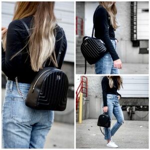 HENRI BENDEL Rare 712 Leather Quilted Puffy Convertible Backpack Crossbody Bag